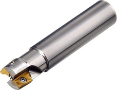 Sumitomo - 1/2" Cut Diam, 3/4" Shank Diam, 3.325" OAL, Indexable Square Shoulder End Mill - AXMT12, AXET12 Inserts, Weldon Shank, 90° Lead Angle, Through Coolant, Series WaveMill - Industrial Tool & Supply