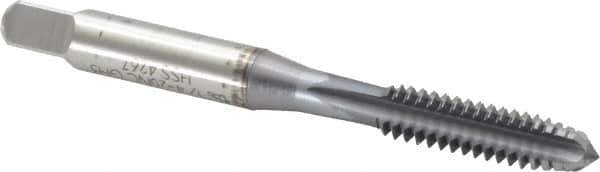 OSG - #4-48 UNF 2B 3 Flute TiCN Finish High Speed Steel Straight Flute Standard Hand Tap - Bottoming, Right Hand Thread, 1-7/8" OAL, 9/16" Thread Length, H2 Limit, Oversize - Exact Industrial Supply