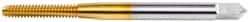 OSG - 3/8-16 UNC 3B 3 Flute TiN Finish High Speed Steel Straight Flute Standard Hand Tap - Bottoming, Right Hand Thread, 2-15/16" OAL, 1-1/4" Thread Length, H3 Limit, Oversize - Exact Industrial Supply