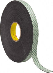 3M - 1" x 36 Yd Acrylic Adhesive Double Sided Tape - 1/16" Thick, Black, Urethane Foam Liner, Continuous Roll, Series 4056 - Industrial Tool & Supply