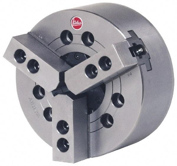 Atlas Workholding - 3 Jaws, 6" Chuck Diam, A2-5 Mount, 1.771" Through Hole, Drawbar, Hydraulic Power Lathe Chuck - 12,540 Lb Force per Jaw, 1.5mm x 60 Serrated Jaw Interface, 0.59" to 6.65" Jaw Capacity, 6,000 RPM - Industrial Tool & Supply