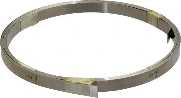 Starrett - 0.022 Inch Thick x 6.10 m Long x 1/2 Inch Wide, Feeler Stock Roll - Tempered Steel - Industrial Tool & Supply