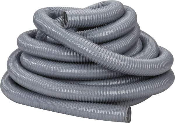 Hi-Tech Duravent - 2" ID, 25 Hg Vac Rating, 27 psi, PVC Vacuum & Duct Hose - 50' Long, Gray, 1-5/8" Bend Radius, -20 to 150°F - Industrial Tool & Supply