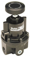 Parker - 3/8 NPT Port, 80 CFM, Aluminum Diaphragm Operated Regulator - 0 to 60 psi Range, 250 Max psi Supply Pressure, 1/4" Gauge Port Thread, 2.06" Wide x 4.35" High - Industrial Tool & Supply