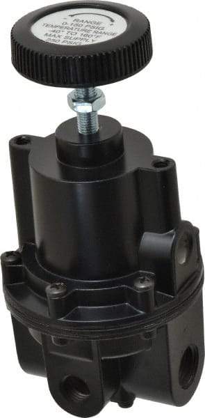 Parker - 3/8 NPT Port, 80 CFM, Aluminum Diaphragm Operated Regulator - 2 to 150 psi Range, 250 Max psi Supply Pressure, 1/4" Gauge Port Thread, 2.06" Wide x 4.35" High - Industrial Tool & Supply