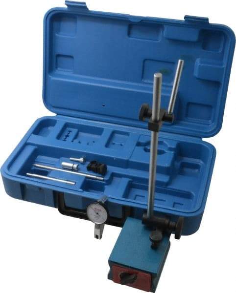 SPI - 0.0005" Graduation, 0-15-0 Dial Reading, Indicator & Base Kit - 3-1/8" Base Length x 2-1/16" Base Width x 2" Base Height, 1-1/2" Dial Diam - Industrial Tool & Supply