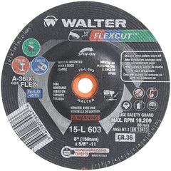 WALTER Surface Technologies - 6" Diam, 36 Grit Surface Grinding Wheel - Aluminum Oxide/Silicon Carbide Blend, Resinoid Bond - Industrial Tool & Supply