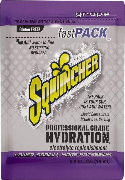 Sqwincher - 0.6 oz Pack Grape Activity Drink - Liquid Concentrate, Yields 6 oz - Industrial Tool & Supply