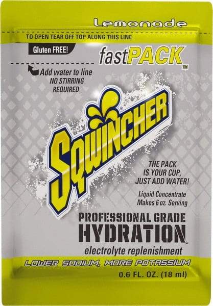 Sqwincher - 0.6 oz Pack Lemonade Activity Drink - Liquid Concentrate, Yields 6 oz - Industrial Tool & Supply