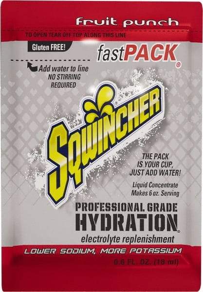 Sqwincher - 0.6 oz Pack Fruit Punch Activity Drink - Liquid Concentrate, Yields 6 oz - Industrial Tool & Supply