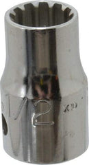 Proto - 1/2" Drive, 1/2" Socket, Spline Socket - 12 Points, 1-7/16" OAL - Industrial Tool & Supply