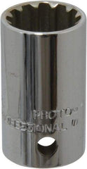 Proto - 1/2" Drive, 11/16" Socket, Spline Socket - 12 Points, 1-9/16" OAL - Industrial Tool & Supply