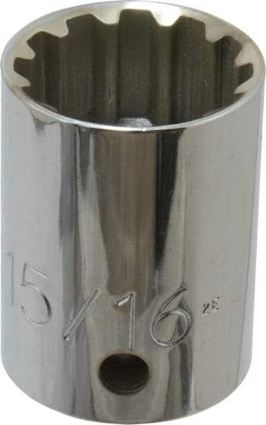 Proto - 1/2" Drive, 15/16" Socket, Spline Socket - 12 Points, 1-9/16" OAL - Industrial Tool & Supply