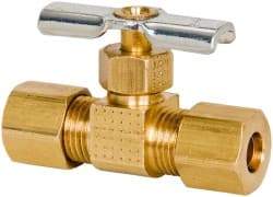 Eaton - 150 Max psi, 1/4" Pipe, Brass, Inline Instrumentation Needle Valve - Compression x Compression End Connections - Industrial Tool & Supply