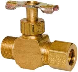 Eaton - 150 Max psi, 3/8" Pipe, Brass, Inline Instrumentation Needle Valve - Compression x Compression End Connections - Industrial Tool & Supply