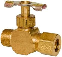 Eaton - 150 Max psi, 3/8" Pipe, Brass, Inline Instrumentation Needle Valve - Compression x Compression End Connections - Industrial Tool & Supply