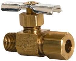 Eaton - 150 Max psi, 1/4 x 1/8" Pipe, Brass, Inline Instrumentation Needle Valve - Compression x MNPT End Connections - Industrial Tool & Supply