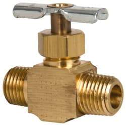 Eaton - 150 Max psi, 1/4" Pipe, Brass, Inline Instrumentation Needle Valve - MNPT x MNPT End Connections - Industrial Tool & Supply