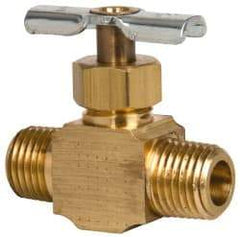 Eaton - 150 Max psi, 1/4" Pipe, Brass, Inline Instrumentation Needle Valve - MNPT x MNPT End Connections - Industrial Tool & Supply