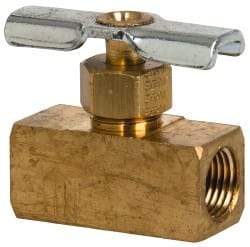Eaton - 150 Max psi, 1/8" Pipe, Brass, Inline Instrumentation Needle Valve - FNPT x FNPT End Connections - Industrial Tool & Supply