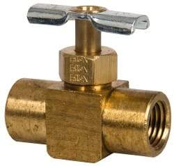 Eaton - 150 Max psi, 1/4" Pipe, Brass, Inline Instrumentation Needle Valve - FNPT x FNPT End Connections - Industrial Tool & Supply
