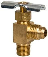 Eaton - 150 Max psi, 1/4 x 1/8" Pipe, Brass, Flare Angled Instrumentation Needle Valve - Flare x MNPT End Connections - Industrial Tool & Supply