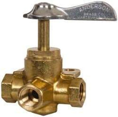 Eaton - Steel 3 Way Shutoff Drain Cock & Shutoff Valve - 1/4 Thread, 30 Max psi - Industrial Tool & Supply