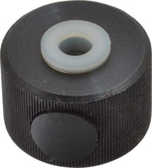 Morton Machine Works - 3/8-16" UNC Thread, Black Oxide Finish, Steel Round Knurled Push Button Thumb Nut - 3/4" Overall Height, 1-1/8" Head Diam - Industrial Tool & Supply