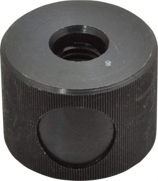 Morton Machine Works - 1/2-13" UNC Thread, Black Oxide Finish, Steel Round Knurled Push Button Thumb Nut - 1-1/8" Overall Height, 1-1/2" Head Diam - Industrial Tool & Supply