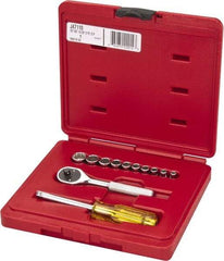 Proto - 12 Piece 1/4" Drive Chrome Finish Socket Set - 12 Points, 3/16" to 9/16" Range, Inch Measurement Standard - Industrial Tool & Supply