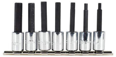 Proto - 7 Piece 3/8" Drive Metric Hex Bit Socket Set - 4 to 10mm Hex - Industrial Tool & Supply