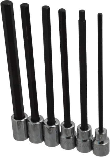Proto - 6 Piece 3/8" Drive Metric Hex Bit Socket Set - 4 to 10mm Hex - Industrial Tool & Supply
