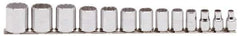 Proto - 13 Piece 3/8" Drive Chrome Finish Socket Set - 12 Points, 1/4" to 1" Range, Inch Measurement Standard - Industrial Tool & Supply