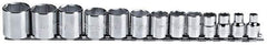 Proto - 13 Piece 3/8" Drive Chrome Finish Socket Set - 6 Points, 1/4" to 1" Range, Inch Measurement Standard - Industrial Tool & Supply