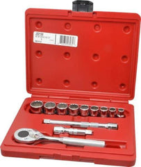 Proto - 12 Piece 3/8" Drive Chrome Finish Socket Set - 12 Points, 3/8" to 7/8" Range, Inch Measurement Standard - Industrial Tool & Supply