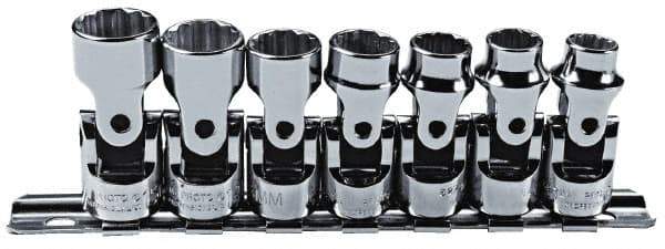 Proto - 7 Piece 3/8" Drive Standard Socket Set - 12 Points, 9 to 15mm, Metric Measurement Standard - Industrial Tool & Supply