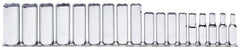 Proto - 13 Piece 3/8" Drive Chrome Finish Deep Well Socket Set - 6 Points, 1/4" to 1" Range, Inch Measurement Standard - Industrial Tool & Supply