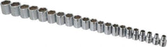 Proto - 21 Piece 3/8" Drive Chrome Finish Socket Set - 6 Points, 6mm to 26mm Range, Metric Measurement Standard - Industrial Tool & Supply