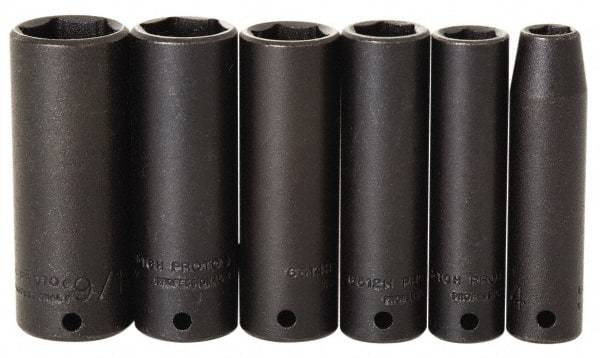 Proto - 7 Piece 1/4" Drive Impact Socket Set - 7mm to 13mm Range, Metric Measurement Standard - Industrial Tool & Supply