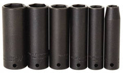 Proto - 7 Piece 1/4" Drive Impact Socket Set - 7mm to 13mm Range, Metric Measurement Standard - Industrial Tool & Supply