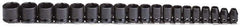 Proto - 19 Piece 3/8" Drive Black Finish Impact Socket Set - 6 Points, 6mm to 24mm Range, Metric Measurement Standard - Industrial Tool & Supply