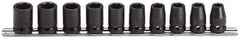 Proto - 10 Piece 1/2" Drive Impact Socket Set - 6 Points, 10 to 19mm, Metric Measurement Standard - Industrial Tool & Supply