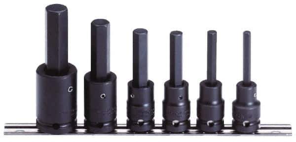 Proto - 6 Piece 1/2" Drive Metric Impact Hex Bit Socket Set - 6 to 17mm Hex - Industrial Tool & Supply