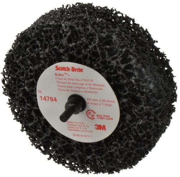 3M - 4" Very Coarse Grade Silicon Carbide Deburring Disc - 1" Center Hole, Arbor Connection, Black, 8,000 Max RPM - Industrial Tool & Supply