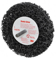 3M - 4" Very Coarse Grade Silicon Carbide Deburring Disc - 1/4" Shank Diam, 1/2" Center Hole, Shank Connection, Black, 8,000 Max RPM - Industrial Tool & Supply