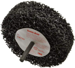 3M - 4" Very Coarse Grade Silicon Carbide Deburring Disc - 1/4" Shank Diam, 1" Center Hole, Shank Connection, Black, 8,000 Max RPM - Industrial Tool & Supply