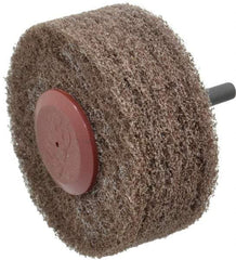 3M - 3" Medium Grade Aluminum Oxide Deburring Disc - 1/4" Shank Diam, Shank Connection, Tan, 10,000 Max RPM - Industrial Tool & Supply