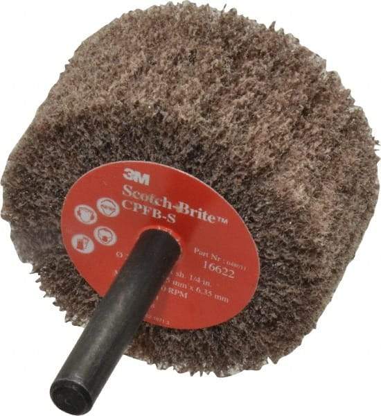 3M - 2" Diam x 1" Face Width, Medium Aluminum Oxide Nonwoven Mounted Flap Wheel - 1/4" Shank Mount, 12,000 Max RPM - Industrial Tool & Supply