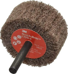 3M - 2" Diam x 1" Face Width, Medium Aluminum Oxide Nonwoven Mounted Flap Wheel - 1/4" Shank Mount, 12,000 Max RPM - Industrial Tool & Supply
