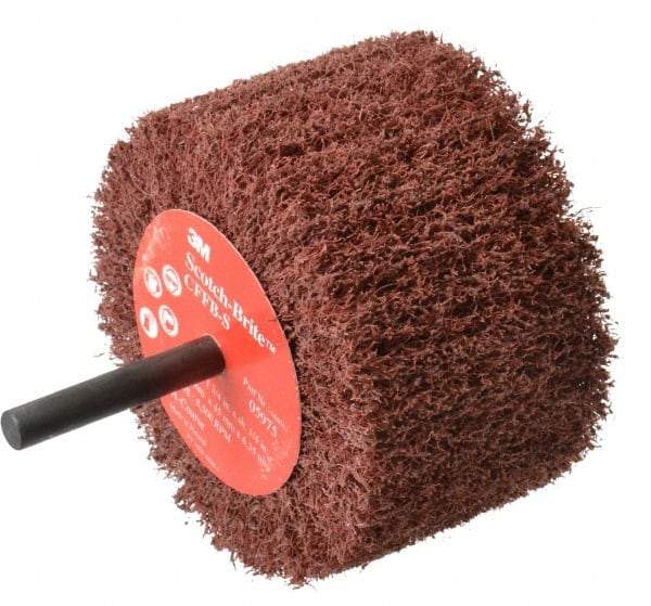 3M - 3" Diam x 1-3/4" Face Width, Coarse Aluminum Oxide Nonwoven Mounted Flap Wheel - 1/4" Shank Mount, 8,500 Max RPM - Industrial Tool & Supply